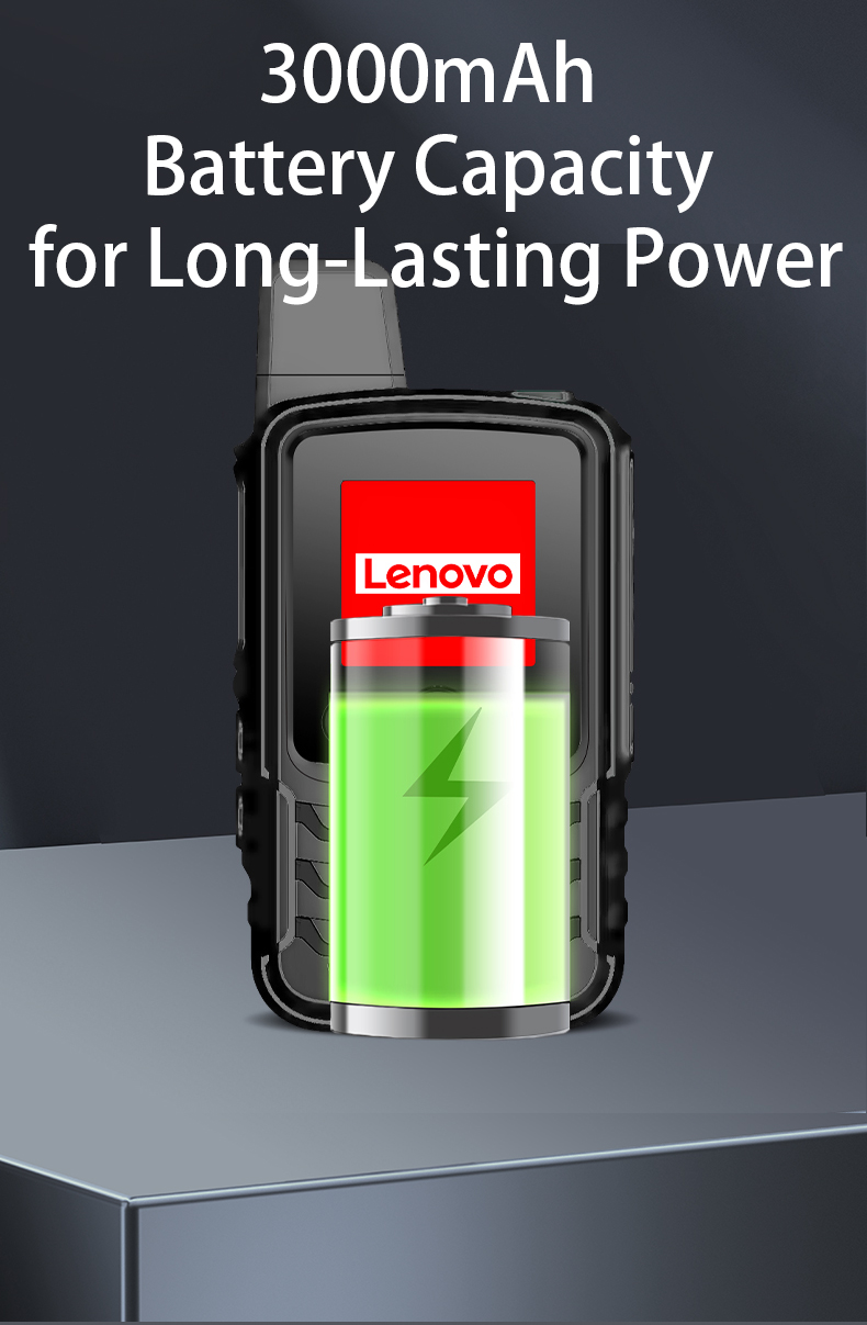 Lenovo CL328 Walkie Talkie featuring a 3000mAh battery for extended use