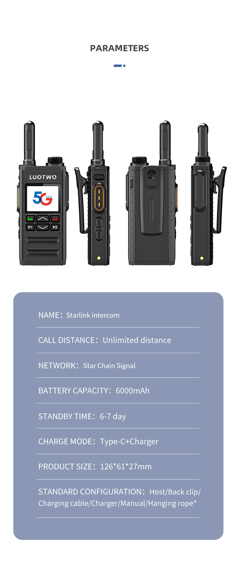 LUOTWO Zello Starlink Walkie Talkie DG2000