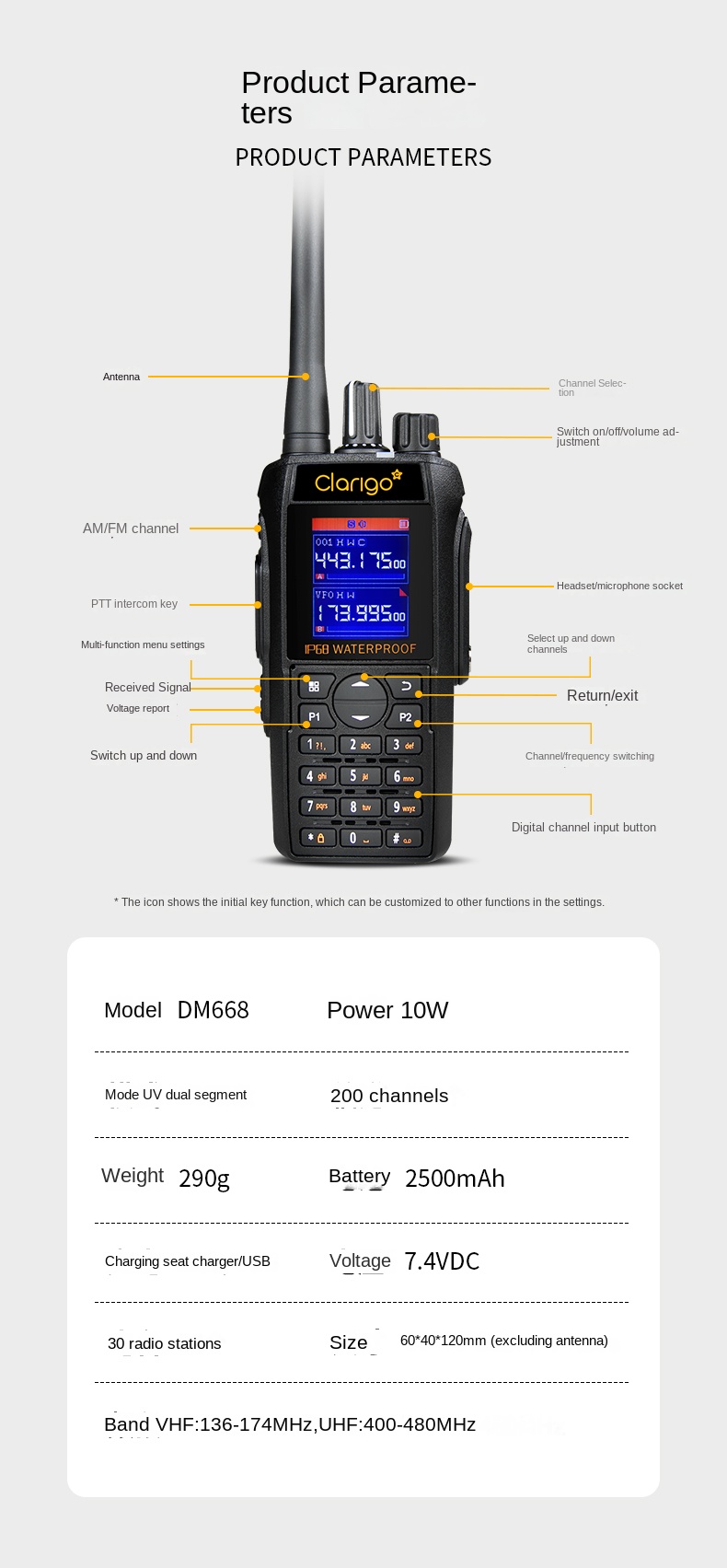 DM668 full band UV15W walkie talkie