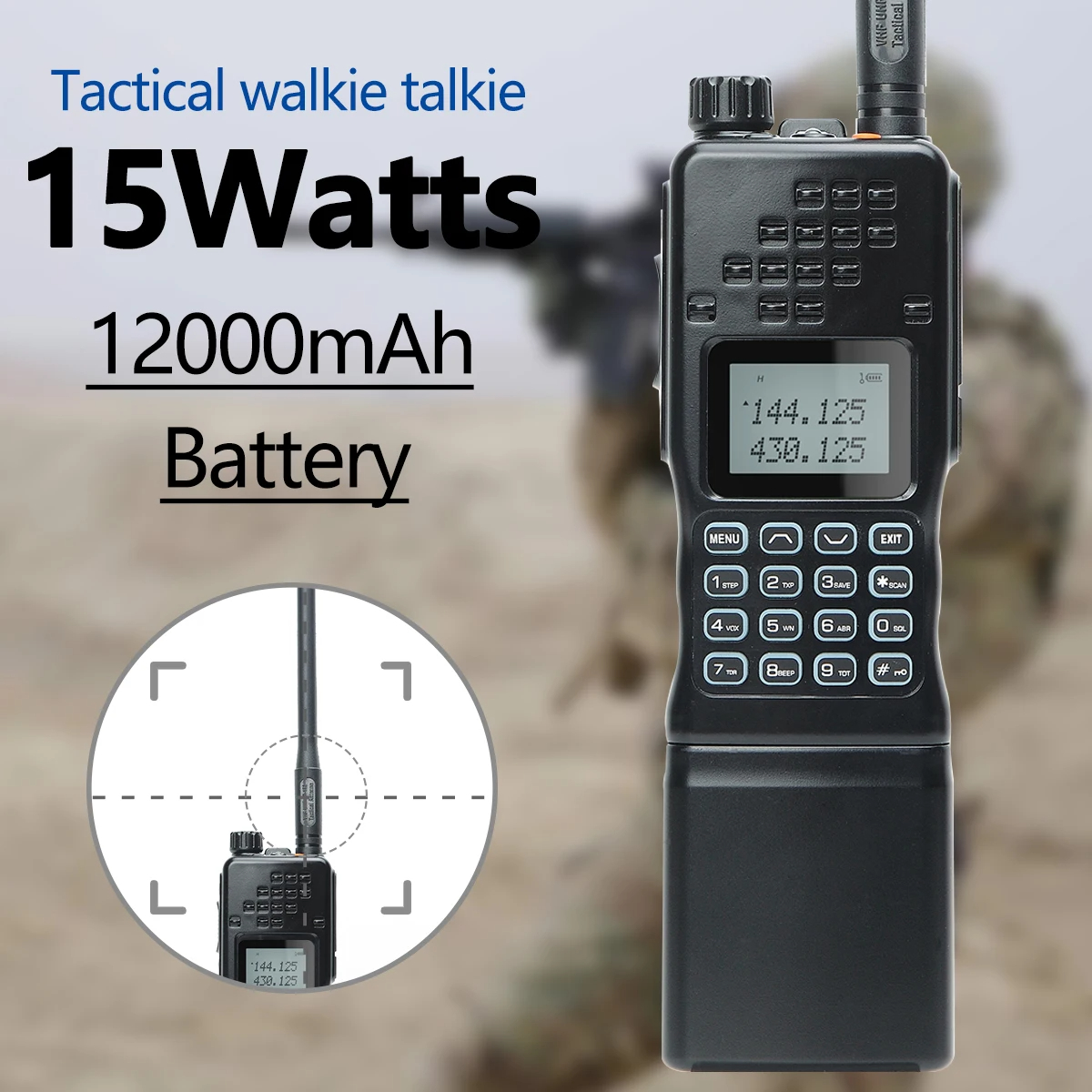 LUOTWO AR-152 15W Powerful CB Two way Radio 12000mAh Battery Tactial Long Range Walkie Talkie