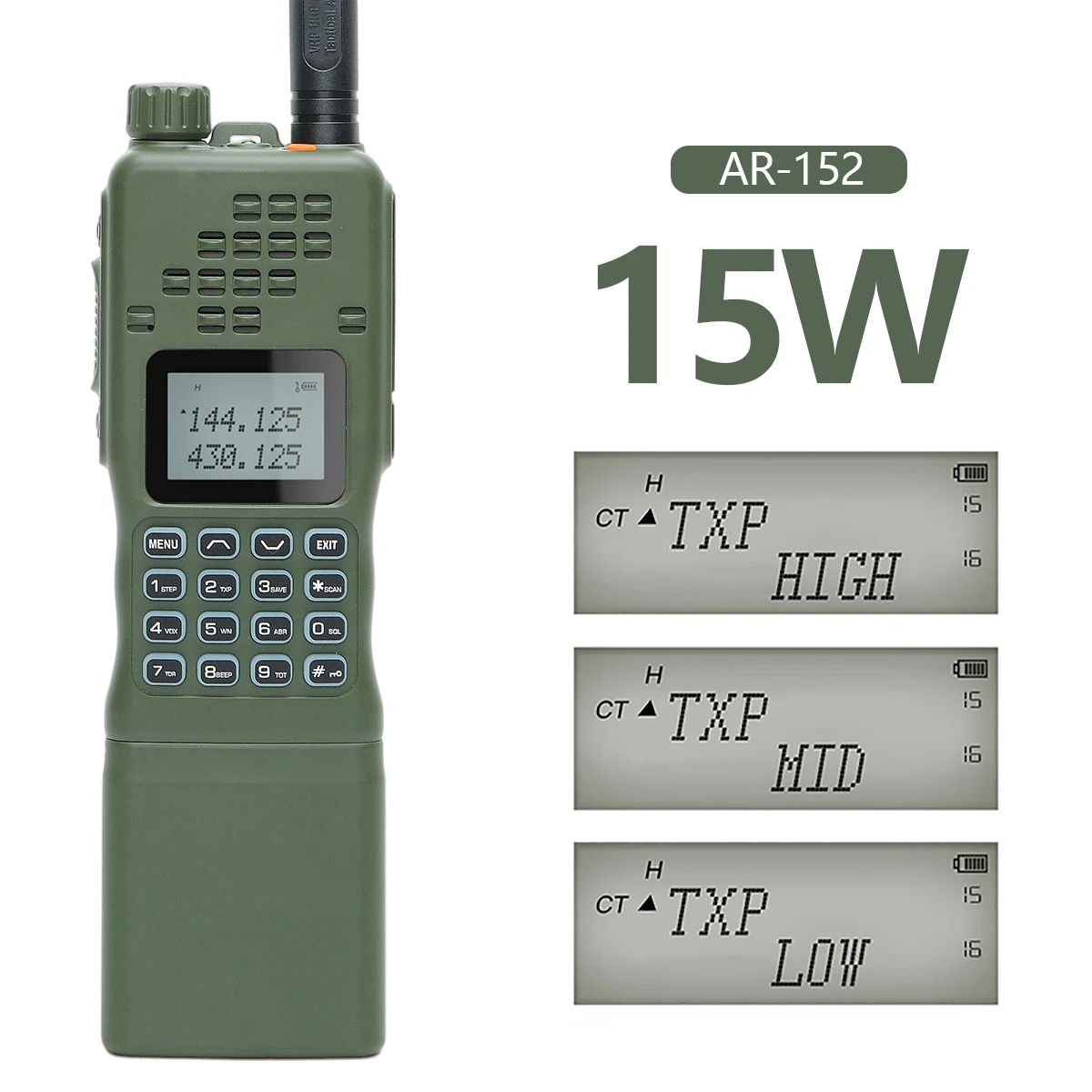 LUOTWO AR-152 15W Powerful CB Two way Radio 12000mAh Battery Tactial Long Range Walkie Talkie