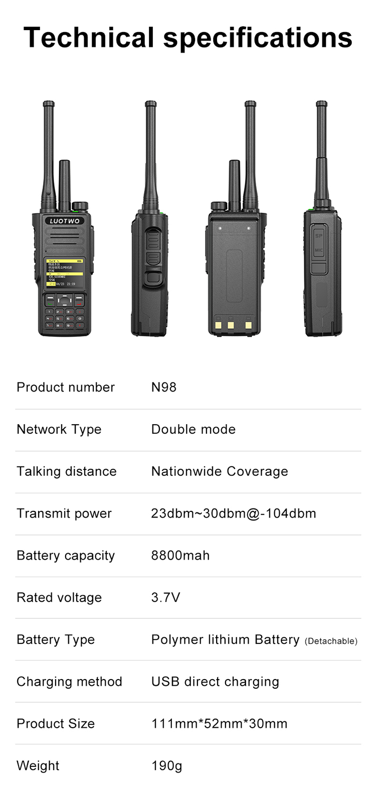 LUOTWO walkie talkie N98_10